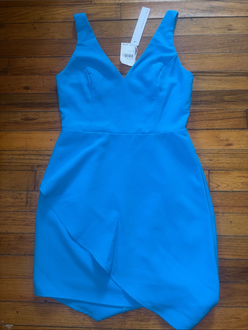 Adelyn Rae Bright Turquoise Blue V-Neck Sleeveless Dress
